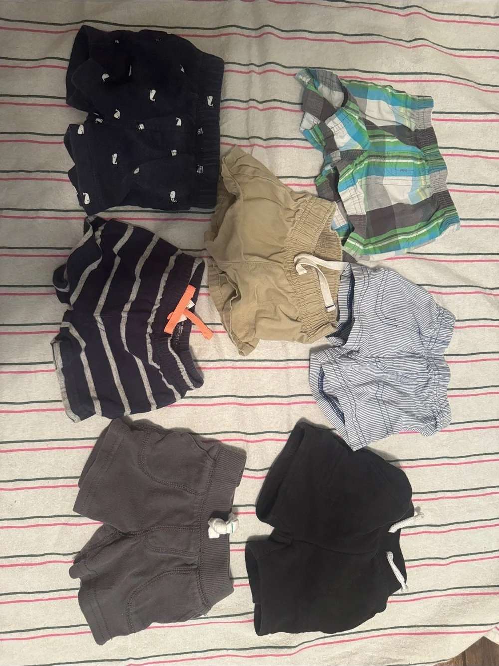 Carter's Boys Mixed Shorts Lot - Navy, Khaki, Green, Gray, Black, Blue
